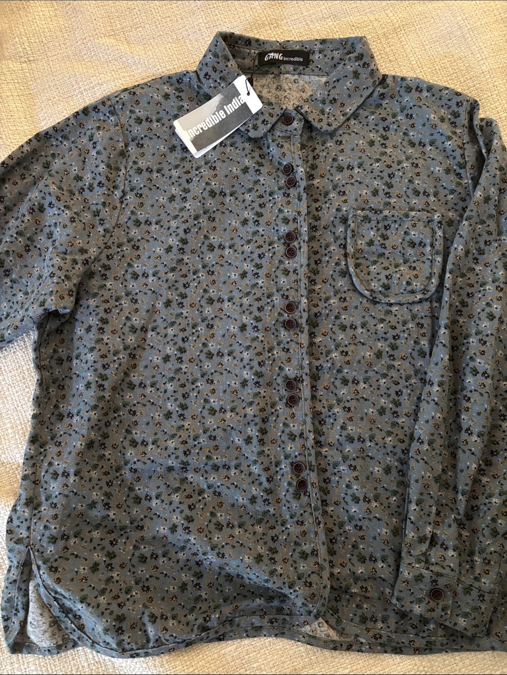 Blue Floral Button-Down Shirt
